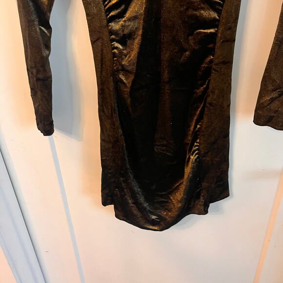 NWT Zara Brown Velvet Twist Front Long Sleeves V-neck Mini Dress Size Small - Picture 6 of 11